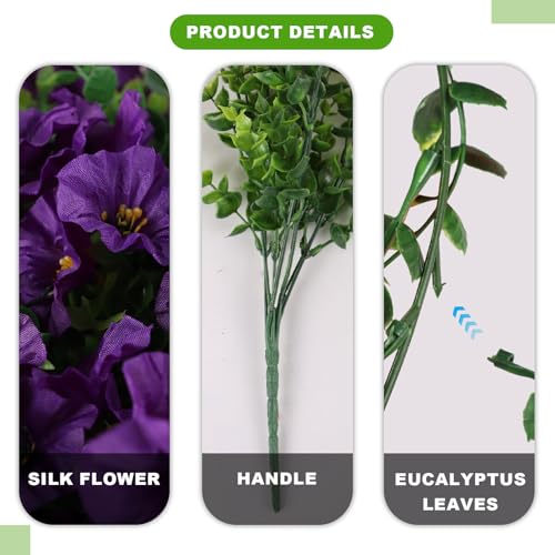 ADXORA 12 Bundles Morning Glory Artificial Flowers for Outdoor Decoration UV Resistant Fake Plastic Plants Artificial Greenery for Indoor Outdoor Garden Patio Window Box Home Decor - Image 3