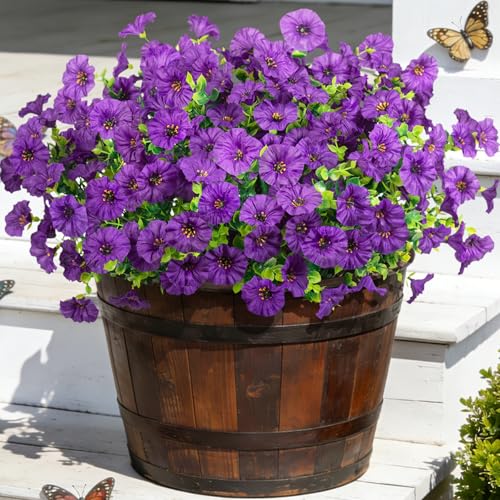 ADXORA 12 Bundles Morning Glory Artificial Flowers for Outdoor Decoration UV Resistant Fake Plastic Plants Artificial Greenery for Indoor Outdoor Garden Patio Window Box Home Decor - Image 1