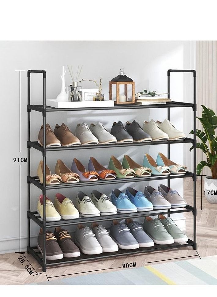 Cool Baby COOLBABY 5 Layer Metal Shoe Rack Adjustable Shoe Rack Storage Organizer Stackable Boot And Shoe Storage For Entrances Hallways Living Rooms Closets Black  - Image 3