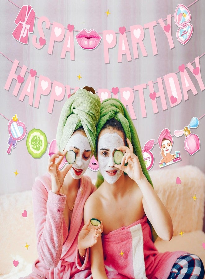 Lide Road Spa Birthday Party Banners Cosmetic Banner Makeup Hanging Bunting Banners Spa Party Backdrop for Makeup Theme Birthday Partys Supplies - Image 5
