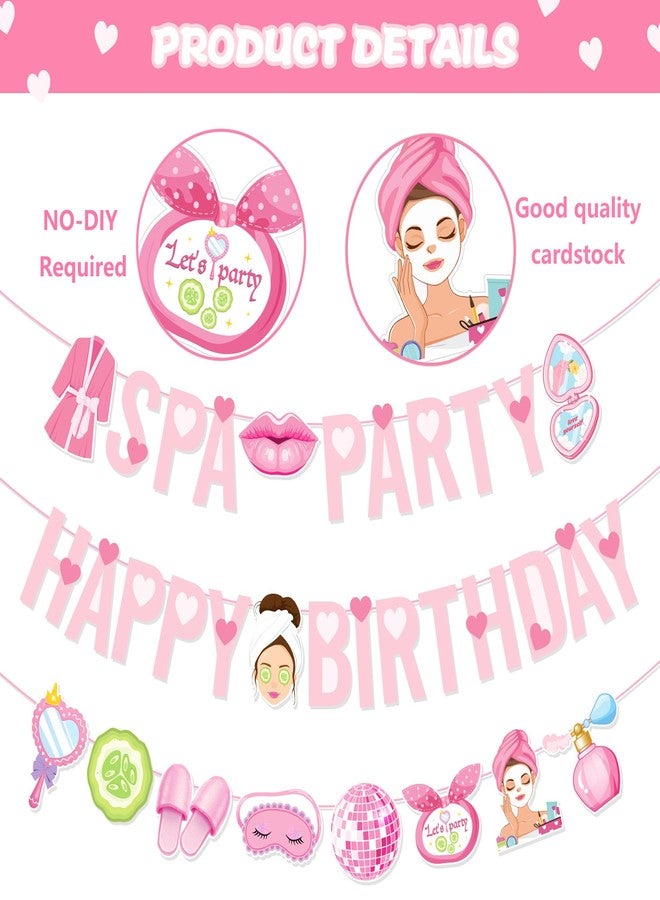 Lide Road Spa Birthday Party Banners Cosmetic Banner Makeup Hanging Bunting Banners Spa Party Backdrop for Makeup Theme Birthday Partys Supplies - Image 4
