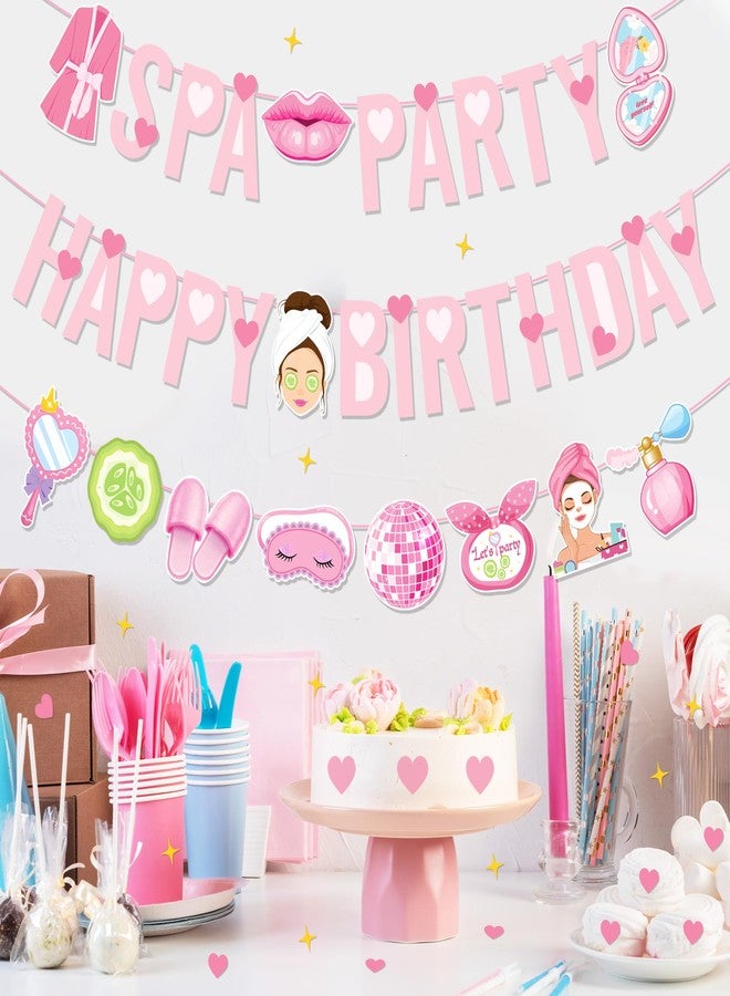 Lide Road Spa Birthday Party Banners Cosmetic Banner Makeup Hanging Bunting Banners Spa Party Backdrop for Makeup Theme Birthday Partys Supplies - Image 3