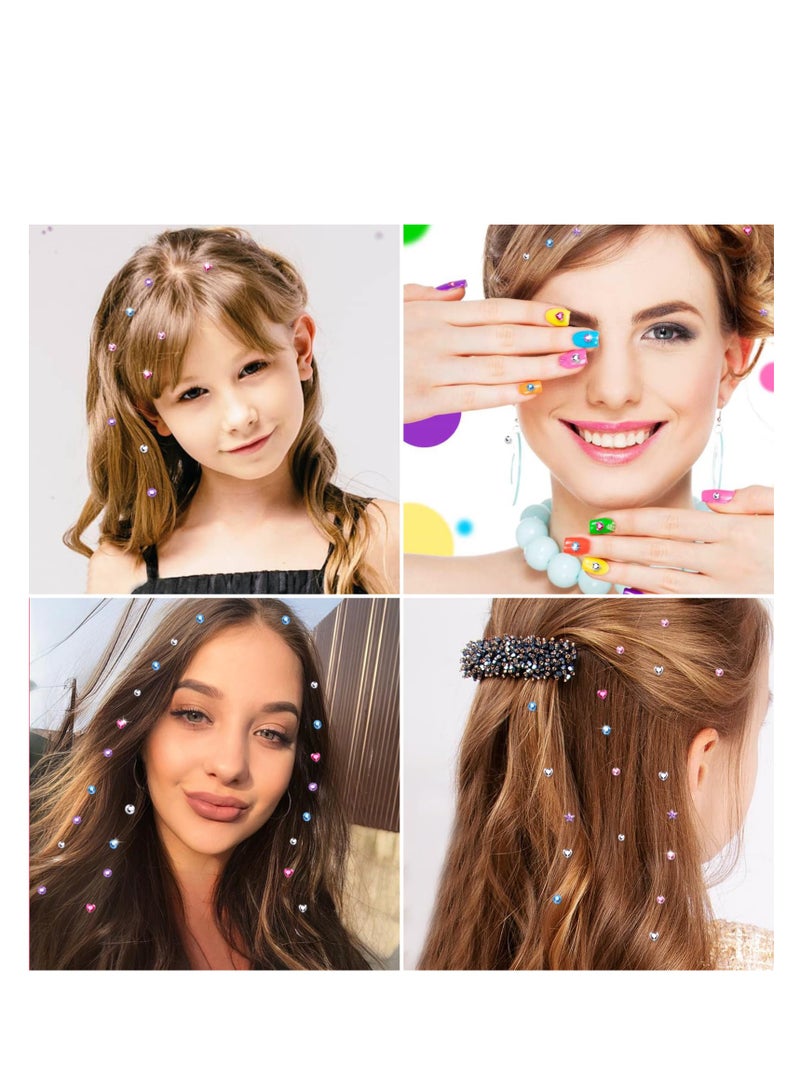 Excefore ختم جواهر الشعر، مجموعة تزيين الشعر مع الجواهر اللامعة، ماكينة غليتر الشعر للنساء، مع 10 أنواع مختلفة من 120 ماسة لامعة، لتزيين الموضة، الزفاف  - Image 4