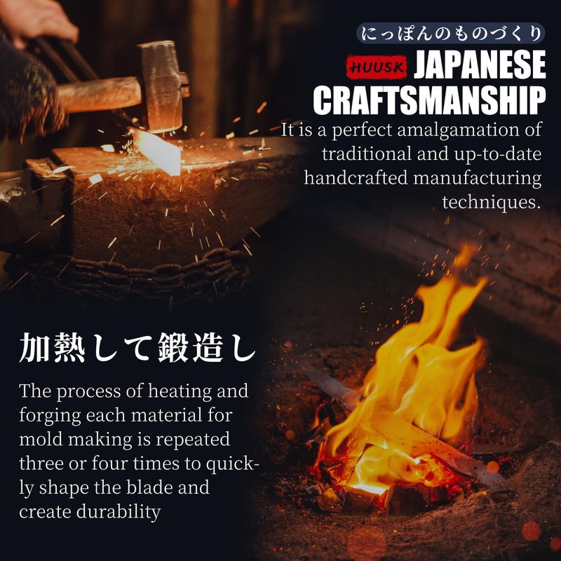 Huusk Knives from Japan, Nakiri Knife Japanese, 7 Inch Vegetable Cleaver, Hand Forged Kitchen Knives, High Carbon Steel Cooking Chef Knife with Gift Box, Christmas Gifts for Men Women - Image 2