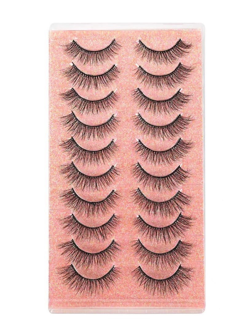 False Eyelashes Fluffy Mink Eyelashes Curly & Messy Reusable 10 Pairs - Image 1