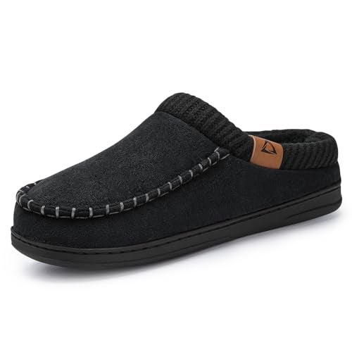 ATHMILE Slippers for Men Memory Foam Indoor Outdoor Moccasin House Shoes Slipon Comfy Knit Slippers for Bedroom Home - Image 1