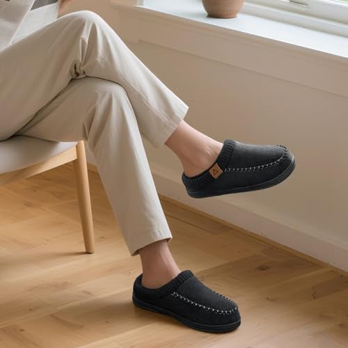 ATHMILE Slippers for Men Memory Foam Indoor Outdoor Moccasin House Shoes Slipon Comfy Knit Slippers for Bedroom Home - Image 3
