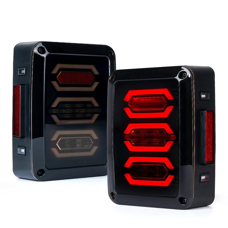 Xprite LED Tail Lights Compatible with Jeep Wrangler JK JKU 20072018 Rear Taillights wTurn SignalBack UpBrake Light Plug Play Smoke Lens G3 Diamond Series DOT Approved