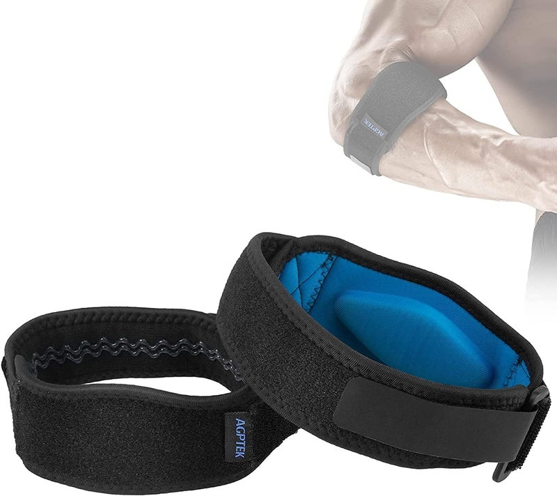 AGPtek Elbow Brace for Tendonitis and Tennis Elbow 2 Pack, Tennis Golfers Elbow Support Arm Band Pain Relief Elbow Wrap Weightlifting Elbow Strap with Compression Pad for Men & Women - Image 1