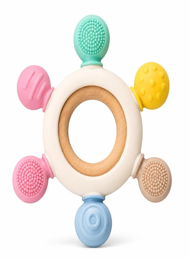 AENTIK Baby Teether Toy for 3+ Months, BPA-Free Food Grade Silicone Teething Ring, Soft Chew Toy for Teething Relief, Easy Grip Sensory Teether for Infants 6–12 Months, Newborn Baby Gift for Boys & Girls - Image 1
