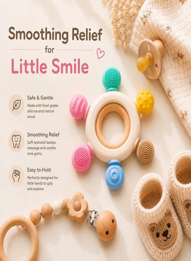 AENTIK Baby Teether Toy for 3+ Months, BPA-Free Food Grade Silicone Teething Ring, Soft Chew Toy for Teething Relief, Easy Grip Sensory Teether for Infants 6–12 Months, Newborn Baby Gift for Boys & Girls - Image 5