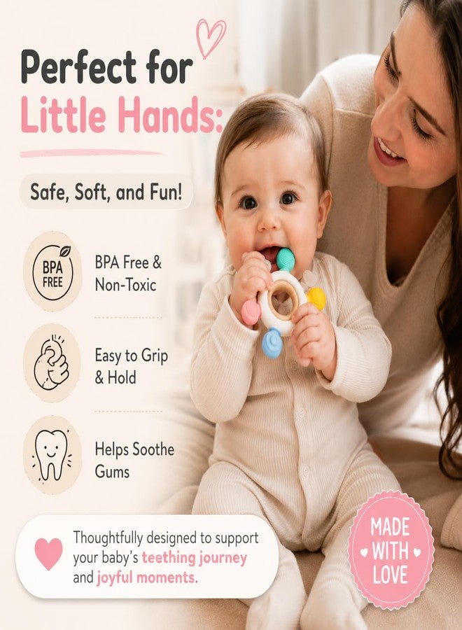 AENTIK Baby Teether Toy for 3+ Months, BPA-Free Food Grade Silicone Teething Ring, Soft Chew Toy for Teething Relief, Easy Grip Sensory Teether for Infants 6–12 Months, Newborn Baby Gift for Boys & Girls - Image 3