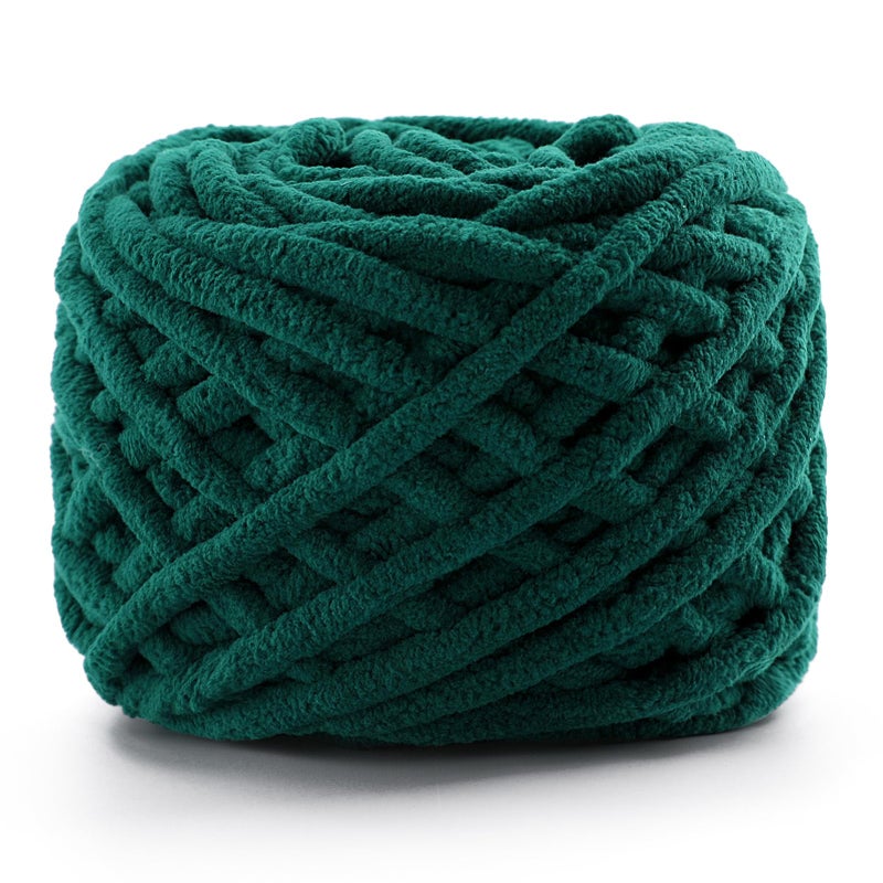 NDICANG Chunky Chenille Yarn for Crocheting, Fluffy Baby Blanket Yarn for Crochet Sweater Shawl Scarf Gloves, Super Soft Amigurumi Plush Yarn 74yards/3.5 Oz (Blackish Green) - Image 1