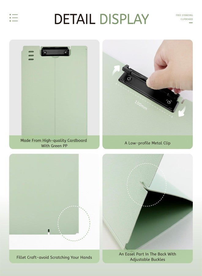 GAUENEEN Free Standing Clipboard and Desktop Stand with Adjustable Buckles Easel Back - Foldable Stand and Document Holder for School, Office and Business Use (9.37 x 12.6 inches) (Light Green) - Image 3