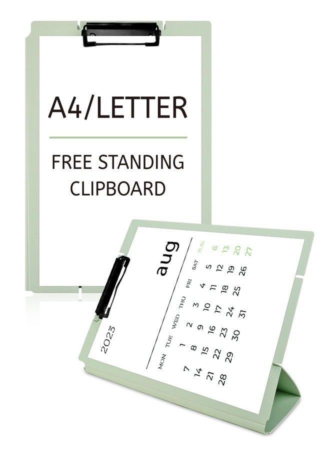 GAUENEEN Free Standing Clipboard and Desktop Stand with Adjustable Buckles Easel Back - Foldable Stand and Document Holder for School, Office and Business Use (9.37 x 12.6 inches) (Light Green) - Image 1