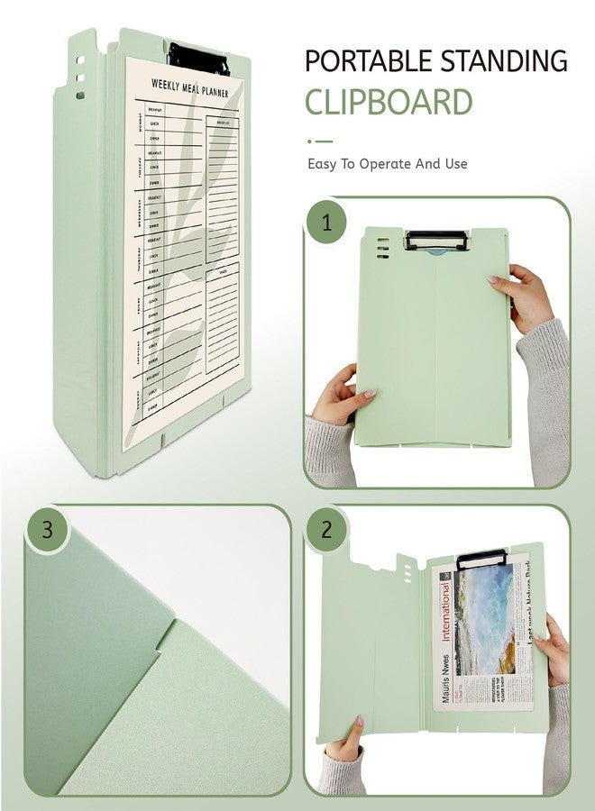 GAUENEEN Free Standing Clipboard and Desktop Stand with Adjustable Buckles Easel Back - Foldable Stand and Document Holder for School, Office and Business Use (9.37 x 12.6 inches) (Light Green) - Image 4