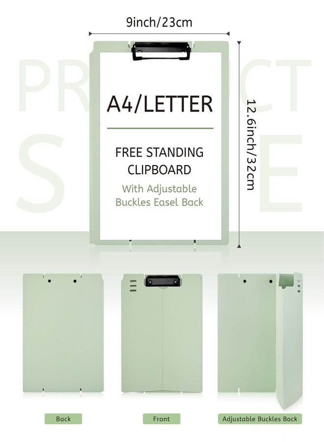 GAUENEEN Free Standing Clipboard and Desktop Stand with Adjustable Buckles Easel Back - Foldable Stand and Document Holder for School, Office and Business Use (9.37 x 12.6 inches) (Light Green) - Image 2