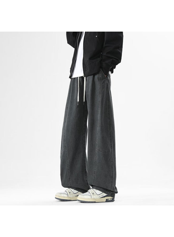 Maybeyond Men's Pure Cotton Pants Spring American High Street Straight Leg Casual Workwear Cargo Pants Mx22 Black 4XL - Image 3