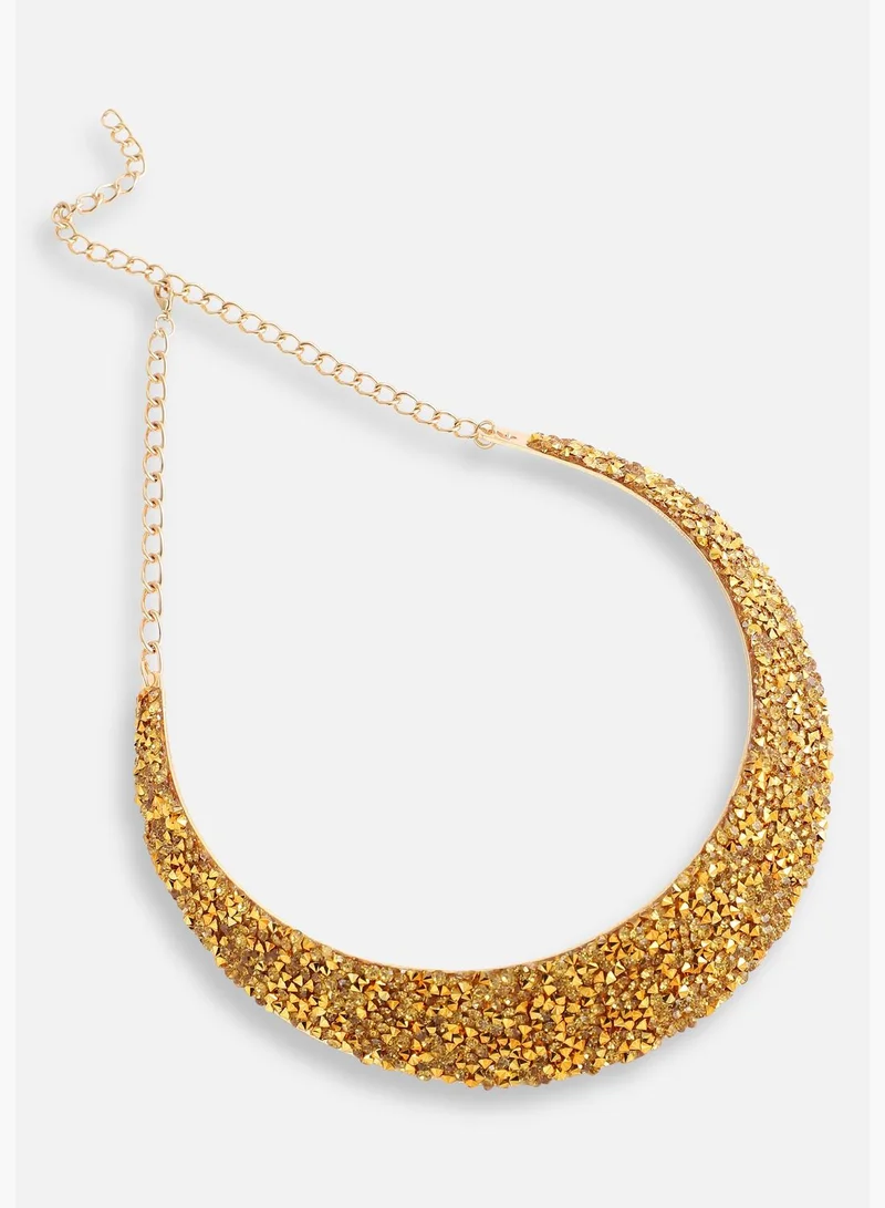 SOHI Gold Plated Designer Stone Party Necklace and Earring Set For Women
