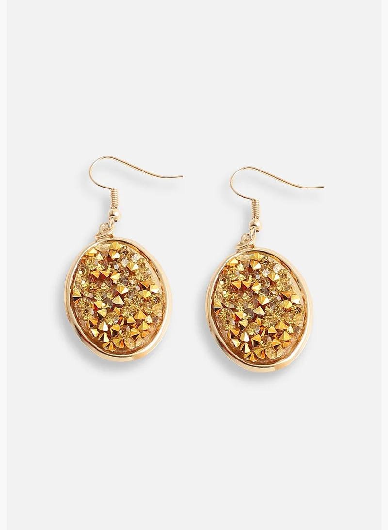 SOHI Gold Plated Designer Stone Party Necklace and Earring Set For Women