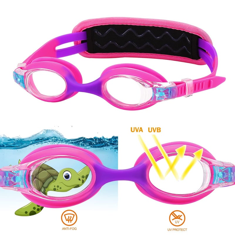 RUIGAO Kids Swim Goggles Age 2-6, Toddler Goggles No Hair Pull,Child Goggles Padded HeadBand - Image 2