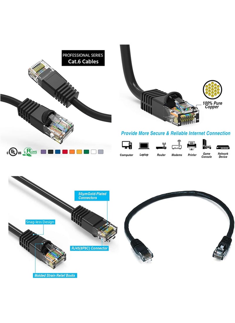 iMBAPrice iMBAPrice UL Listed Cat 6 05 feet6 inch RJ45 Cat6 Ethernet Patch Cable Multi Color Red Blue Black White Yellow 5 Pack Internet Cable for PC Router Modem PS45 Xbox Gaming  - Image 2