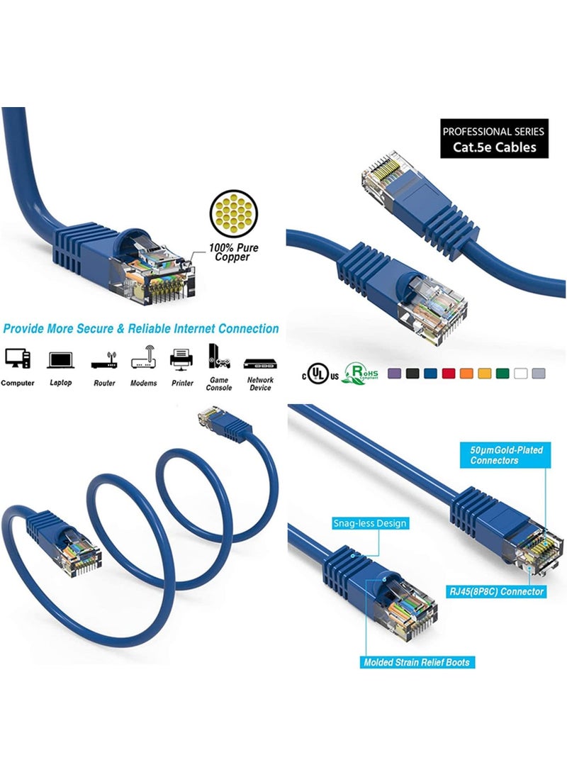iMBAPrice iMBAPrice UL Listed Cat 6 05 feet6 inch RJ45 Cat6 Ethernet Patch Cable Multi Color Red Blue Black White Yellow 5 Pack Internet Cable for PC Router Modem PS45 Xbox Gaming  - Image 3