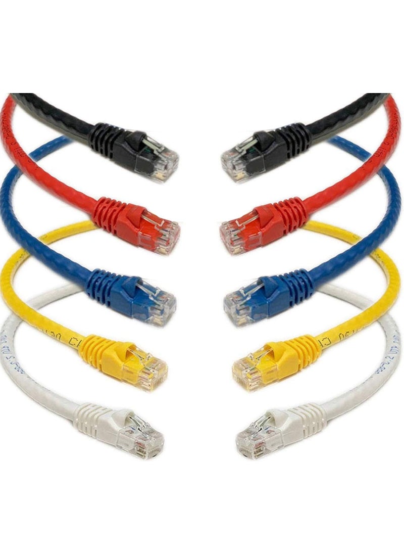 iMBAPrice iMBAPrice UL Listed Cat 6 05 feet6 inch RJ45 Cat6 Ethernet Patch Cable Multi Color Red Blue Black White Yellow 5 Pack Internet Cable for PC Router Modem PS45 Xbox Gaming  - Image 1