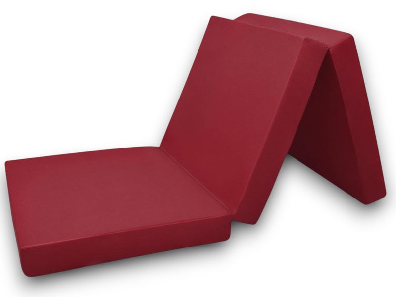 ATOOTFUSION Maroon Colored 3 Fold Tri Folding Medium Hard EPE Foam 2 Inch Thickness Floor Light Weight Foldable Movable Cot Mattress, Bed Mattress for Travel, Picnic, Yoga Mat (72X35X2 Inches) - Image 1