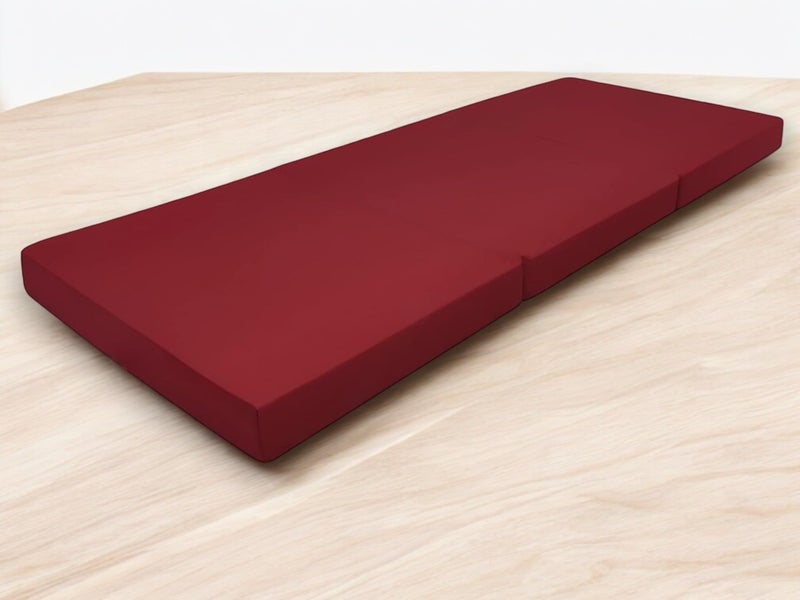 ATOOTFUSION Maroon Colored 3 Fold Tri Folding Medium Hard EPE Foam 2 Inch Thickness Floor Light Weight Foldable Movable Cot Mattress, Bed Mattress for Travel, Picnic, Yoga Mat (72X35X2 Inches) - Image 5