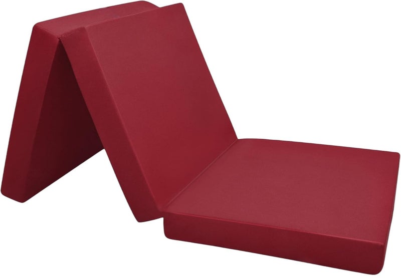 ATOOTFUSION Maroon Colored 3 Fold Tri Folding Medium Hard EPE Foam 2 Inch Thickness Floor Light Weight Foldable Movable Cot Mattress, Bed Mattress for Travel, Picnic, Yoga Mat (72X35X2 Inches) - Image 3