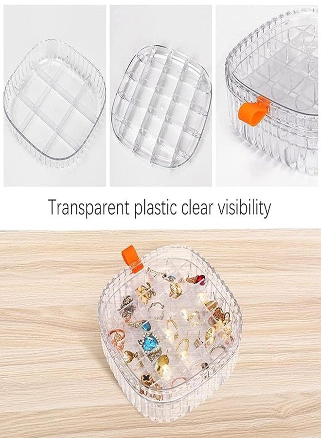 MEZON صندوق تنظيم المجوهرات من ميزون، منظم أقراط أكريليك، حقيبة مجوهرات للسفر، صندوق مجوهرات مع حجرة، صندوق تخزين للخواتم والأساور والقلائد، (طبقتان) (أخضر داكن) - Image 4