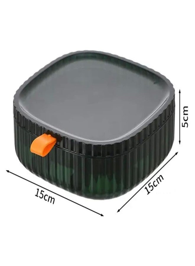 MEZON صندوق تنظيم المجوهرات من ميزون، منظم أقراط أكريليك، حقيبة مجوهرات للسفر، صندوق مجوهرات مع حجرة، صندوق تخزين للخواتم والأساور والقلائد، (طبقتان) (أخضر داكن) - Image 2