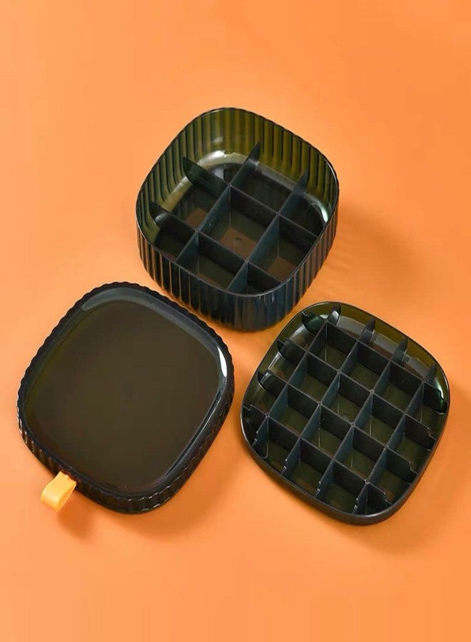 MEZON صندوق تنظيم المجوهرات من ميزون، منظم أقراط أكريليك، حقيبة مجوهرات للسفر، صندوق مجوهرات مع حجرة، صندوق تخزين للخواتم والأساور والقلائد، (طبقتان) (أخضر داكن) - Image 3