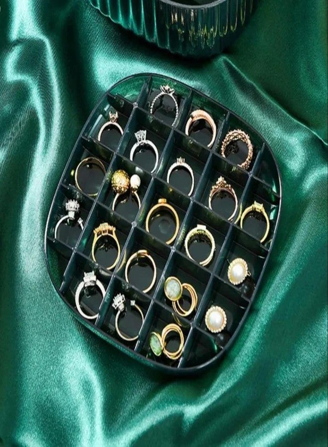 MEZON صندوق تنظيم المجوهرات من ميزون، منظم أقراط أكريليك، حقيبة مجوهرات للسفر، صندوق مجوهرات مع حجرة، صندوق تخزين للخواتم والأساور والقلائد، (طبقتان) (أخضر داكن) - Image 5