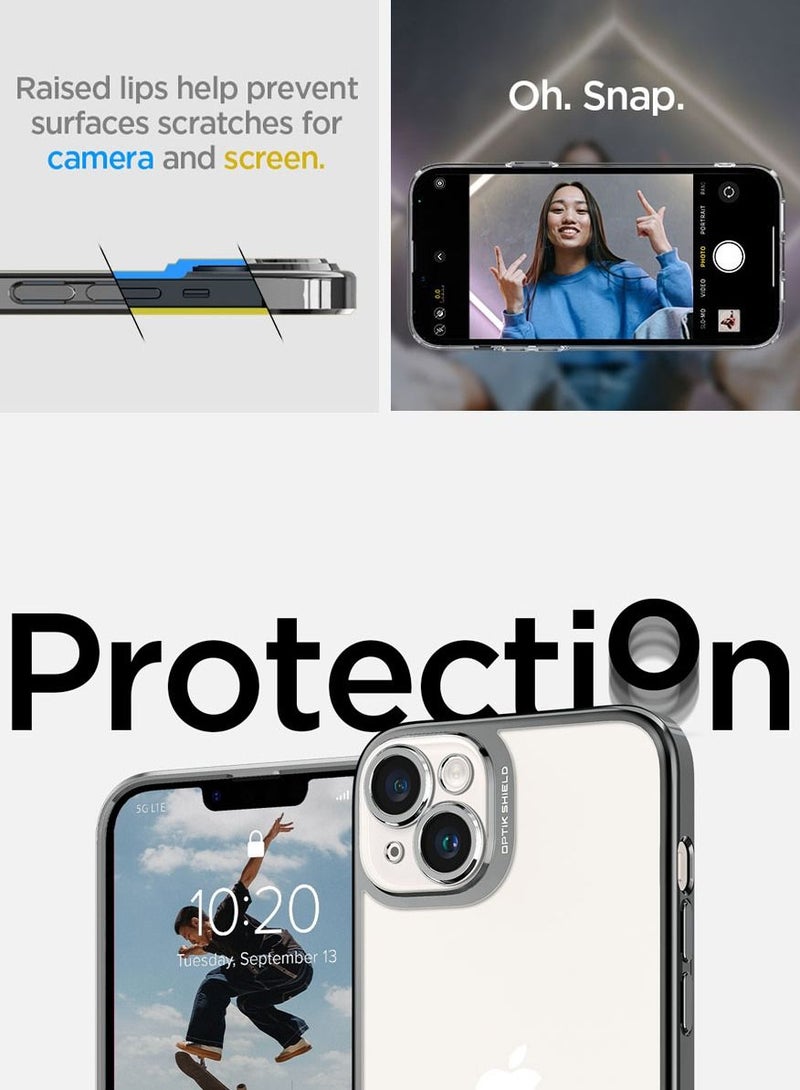 Spigen Optik Crystal for iPhone 14 case cover - Chrome Gray - Image 4