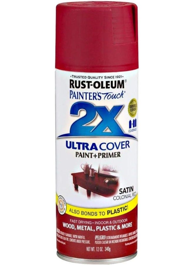 RUST-OLEUM راست أوليم باينترز تاتش ألترا كوفر 2X ساتين كولونيال ريد 12 أونصة - Image 1