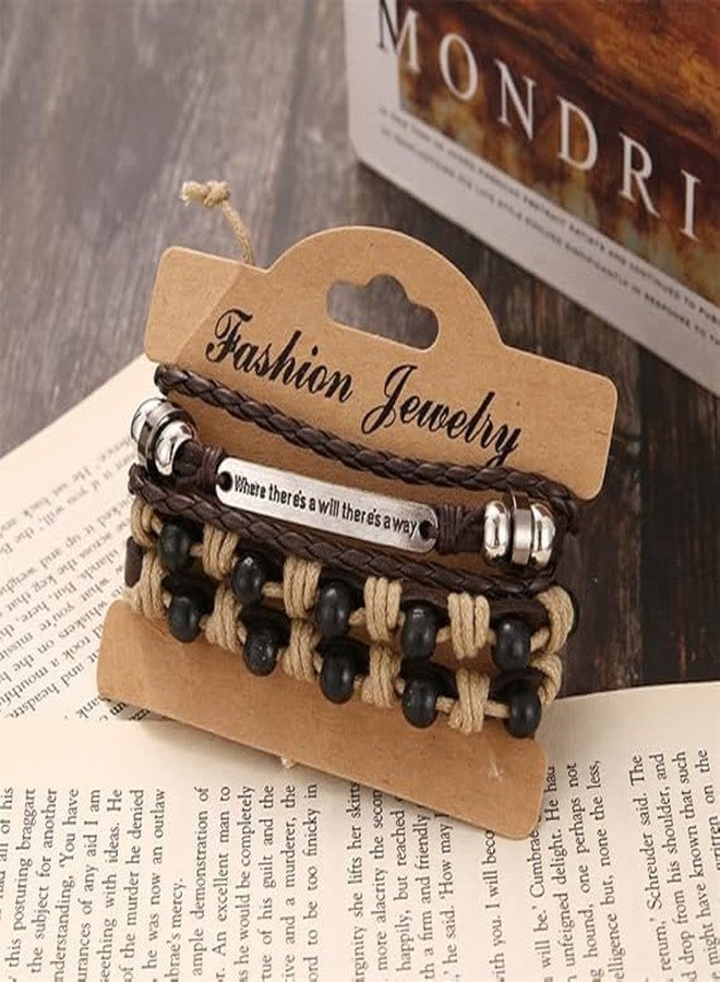 THE MEN THING DESTINY WRAP - 2 Pcs Genuine Braided Leather Bracelet Set for Men & Boys (8 inch) - Image 5