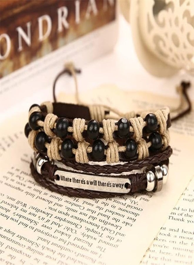 THE MEN THING DESTINY WRAP - 2 Pcs Genuine Braided Leather Bracelet Set for Men & Boys (8 inch) - Image 3