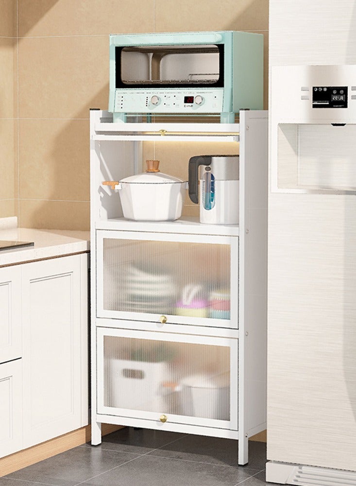 CityRiya-Long Coffee Bar Cabinet Kitchen Storage Cabinet Coffee Corner White Coffee Stand Buffet Storage Sideboard Kitchen Microwave Oven Storage Shelf for Home Kitchen, Dining Room, Bathroom, Living Room (4 Tier)  - Image 1