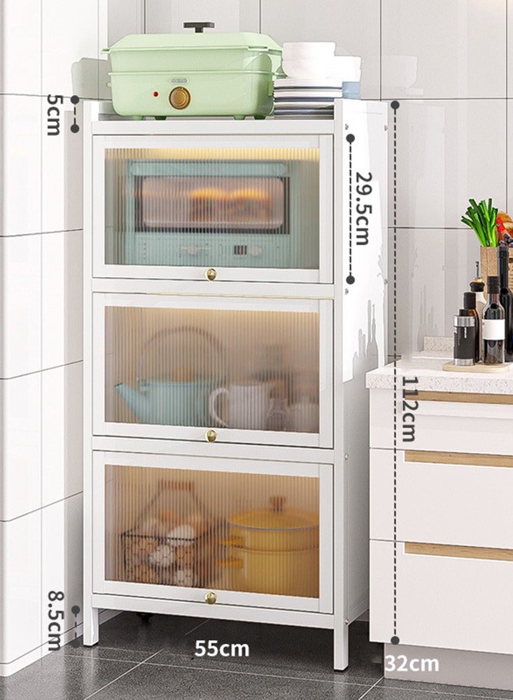 CityRiya-Long Coffee Bar Cabinet Kitchen Storage Cabinet Coffee Corner White Coffee Stand Buffet Storage Sideboard Kitchen Microwave Oven Storage Shelf for Home Kitchen, Dining Room, Bathroom, Living Room (4 Tier)  - Image 5