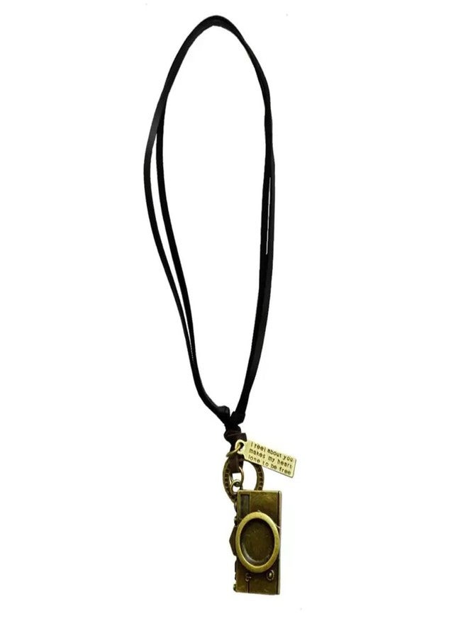 M Men Style Antique Vintage Camera Bronze Adjustable Leather Cord Necklace Pendant Chain For Men And Women - Image 1