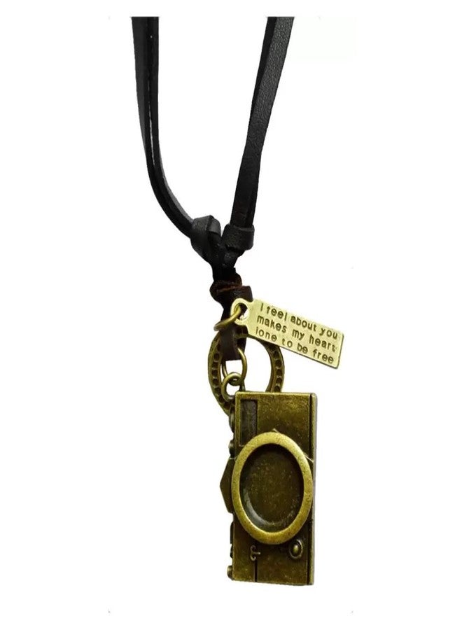 M Men Style Antique Vintage Camera Bronze Adjustable Leather Cord Necklace Pendant Chain For Men And Women - Image 3