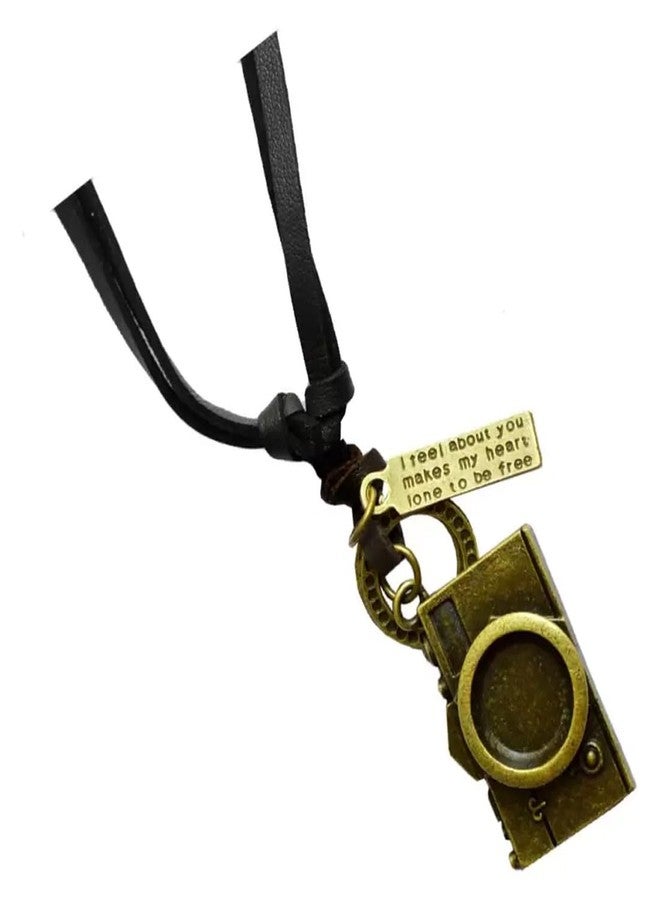 M Men Style Antique Vintage Camera Bronze Adjustable Leather Cord Necklace Pendant Chain For Men And Women - Image 2