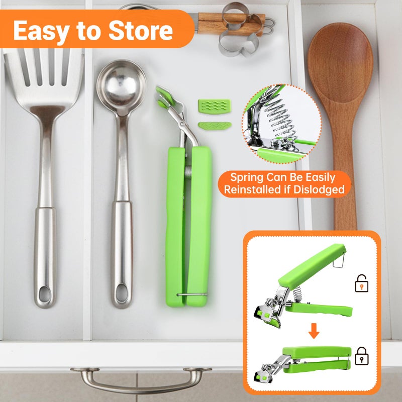 Bonison 2 Pack Hot Plate Gripper Clips Holder Tongs for Moving Hot Plate Bowls Pizza Pan Air Fryer Microwave Oven with Food Out, Green - Image 4