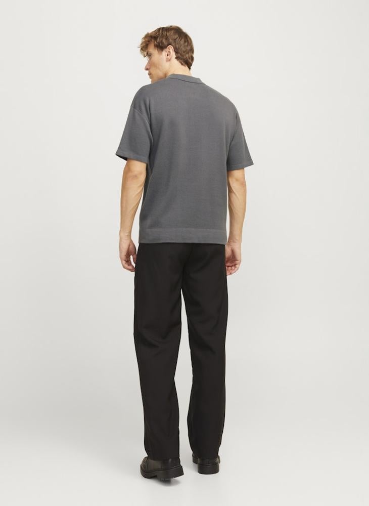 JACK & JONES - Jjtroy Essential Zip Detailed Knitted Polo Shirt - Image 1