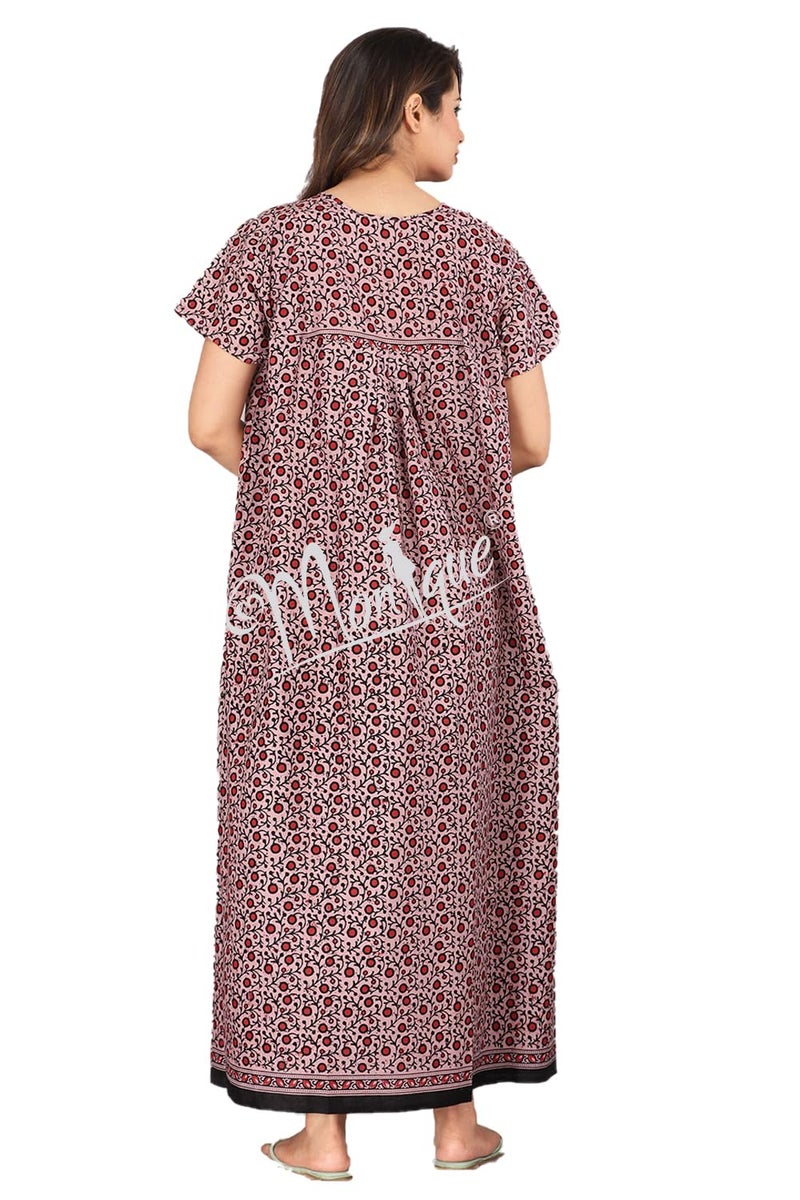 Monique Brand Cotton Nighty for Women — Floral Printed Stylish Night Gown, Comfortable Sleepwear Long Nightwear, Maxi- Free Size (Size - M to XXL-44) - Image 4