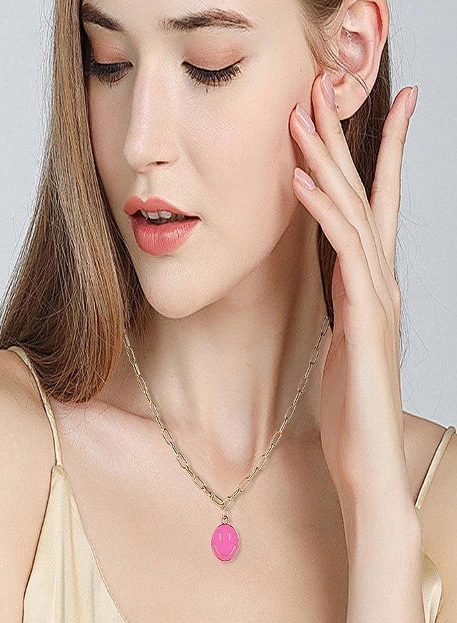 LitTown Smiley Face Pendant Necklaces for Women Y2k Preppy Stuff Happy Lightning Bolt Heart Star Small Dangle Chokers Trendy Aesthetic Cute Colorful Gold White Red Pink Yellow Blue Jewelry Hypoallergenic Gift - Image 4