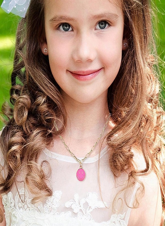 LitTown Smiley Face Pendant Necklaces for Women Y2k Preppy Stuff Happy Lightning Bolt Heart Star Small Dangle Chokers Trendy Aesthetic Cute Colorful Gold White Red Pink Yellow Blue Jewelry Hypoallergenic Gift - Image 3