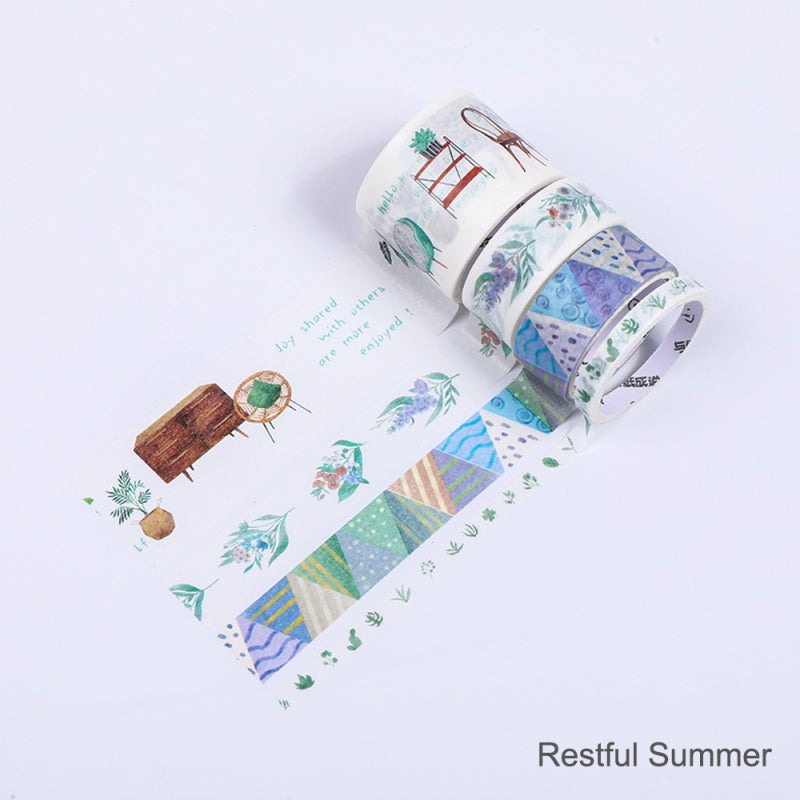 Washi Tape Set - 4 Rolls (30mm*2m, 5mm*2m, 15mm*2m*2) Trace-Free Delicate Decorative Tape for Diary, Journal, Photo and Gift Box Decoration - Image 1